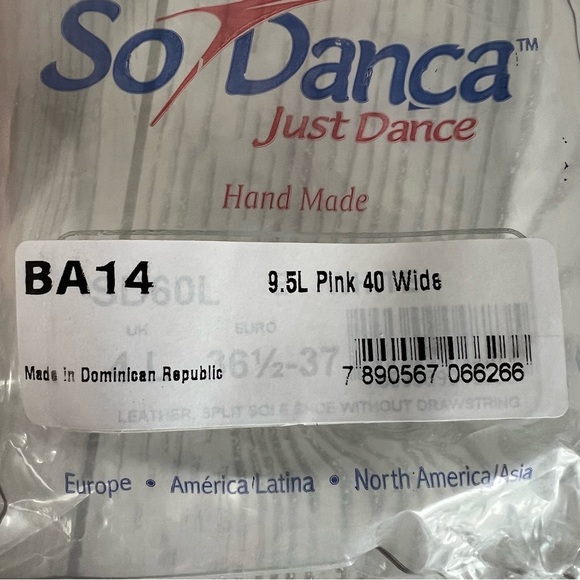 So Danca Leather Ballet Shoes 9.5L Pink 40 Wide - Picture 3 of 3